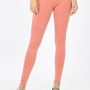 Zenana Cotton Mottos Womens Large Ruched Knee Ankle Length Jegging Leggings